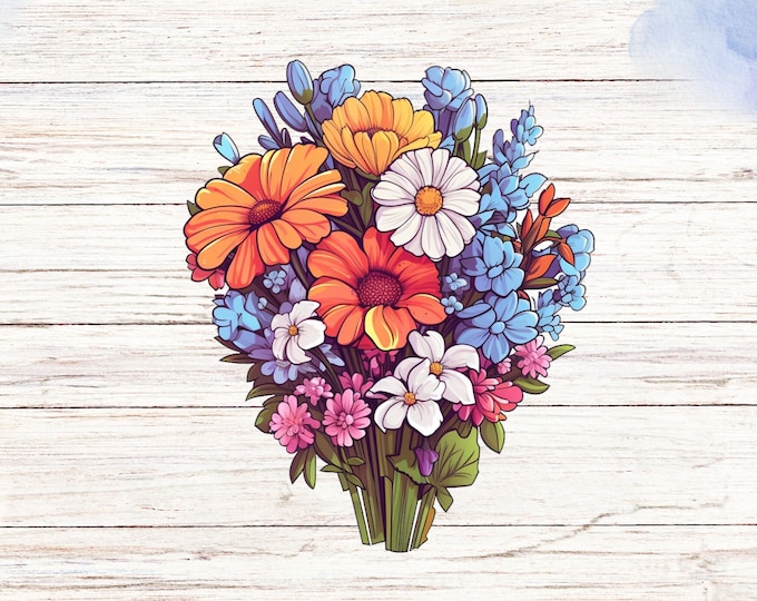 Wildflower Bouquet Sticker: Boho Floral Vinyl Decal
