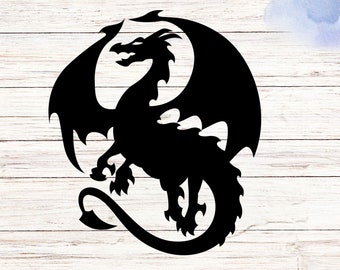 May include: Black vinyl decal of a dragon with wings spread, in a circular shape. The decal says "Vinyl Decal" at the bottom.