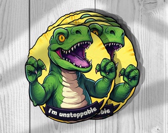 Dinosaur Sticker Decal - I'm Unstoppable T-Rex Vinyl Sticker for Laptops, Cars, Water Bottles, Kids Room Decor, Reusable, Outdoor Use