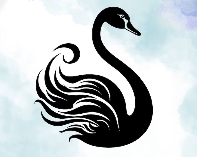 Elegant Swan Vinyl Decal: Chic Laptop, Car, and Notebook Art