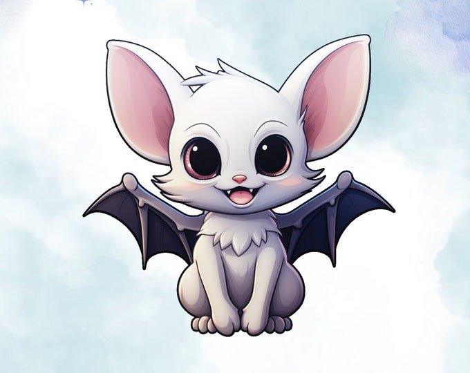 Adorable Vampire Bat Vinyl Decal Sticker - Unique Halloween Decor, Gothic Wall Art, Macabre Car Decal, Laptop Sticker, Bats Lover Gift