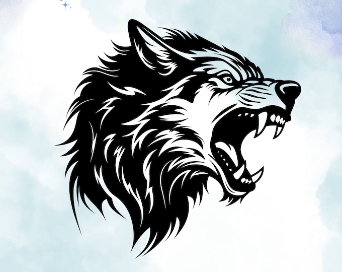 Angry Wolf Head Vinyl Decal: Fierce Predator Design