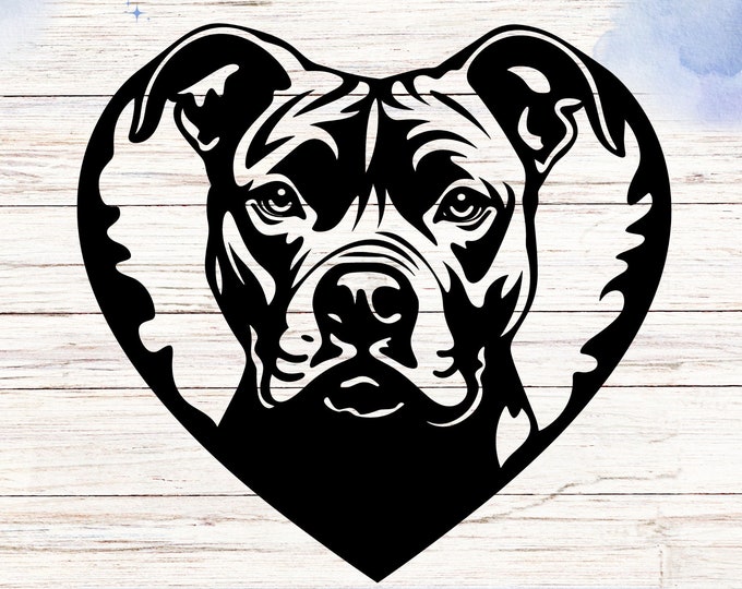 Staffordshire bull terrier heart vinyl decal, dog lover gift, car window sticker, pet decal, laptop decal, cute Staffordshire terrier decal