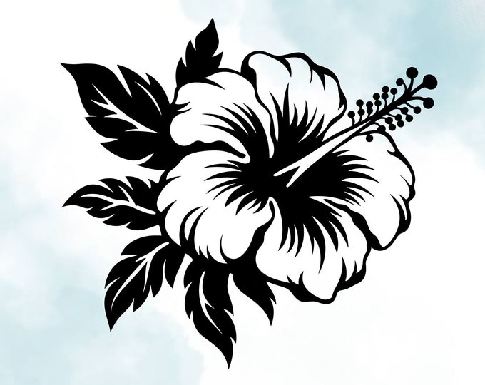 hibiscus flower window decal, home decor for walls, Floral Car Sticker, Gift for him and her, Customisable size and colour, unique gift
