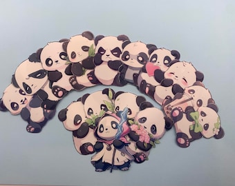 15 Pack Cute Kawaii Panda Stickers, Animal Decals for Kids, Planner Accessories, Japanese Themed Gift, Panda Art, DIY Crafts and Journals