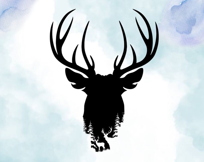Deer Head Vinyl Decal: Elegant Stag Silhouette, Rustic Cabin Wall Art