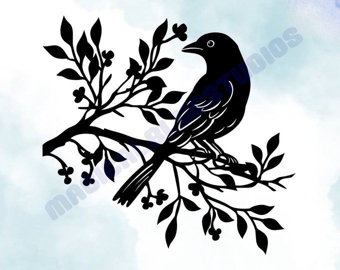 Gothic Crow Vinyl Decal: Bird Silhouette Wall Art
