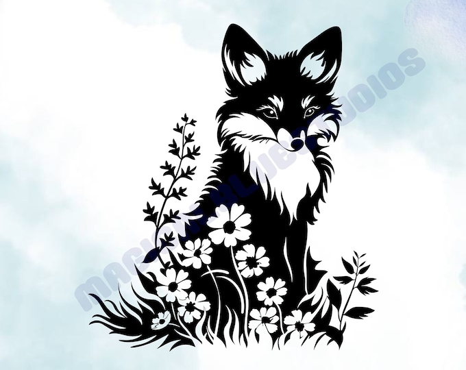 Floral Fox Vinyl Decal - Nature Animal Sticker