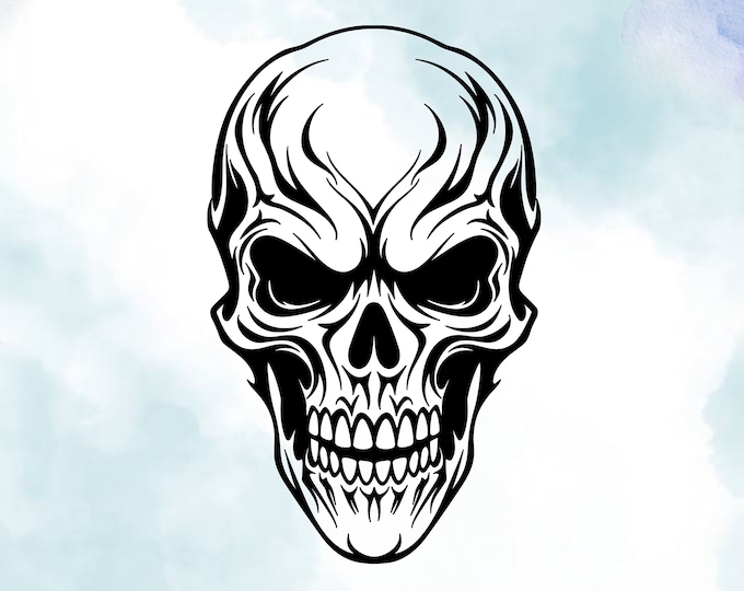 Intricate Skull Vinyl Decal – Stunning Wall Art & Car Sticker, Unique Gothic Home Decor, Durable, Easy to Apply, Ideal for Laptops, Vehicles