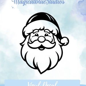 Handcrafted Jolly Santa Claus Head Vinyl Decal – Perfect for Holiday Season Decor, Car Stickers, Windows & Unique Christmas Gifts