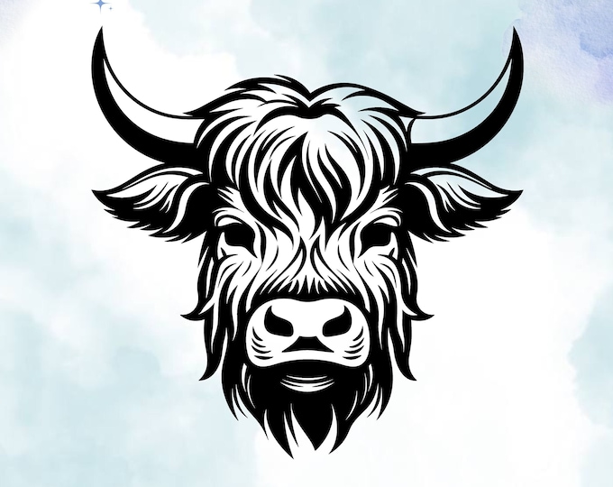 Highland Cow Head Vinyl Decal: Rustic Farmhouse Animal Sticker