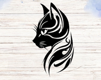 Black Cat Head Vinyl Decal - Cute Laptop, Car, Water Bottle Sticker