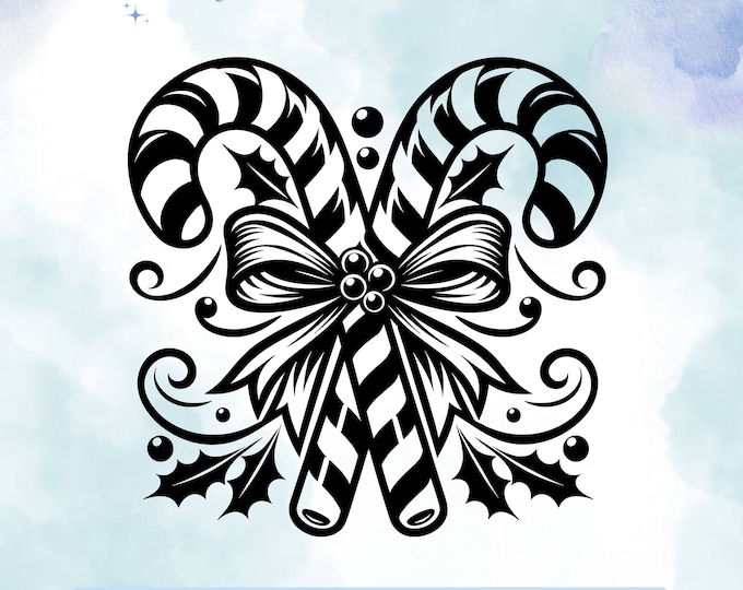 Candy Canes with Ribbon Bows Vinyl Decal - Holiday Decor