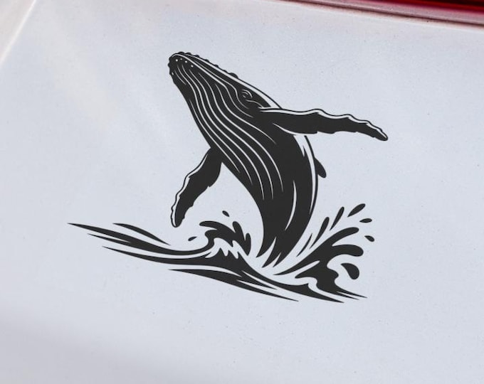 Humpback Whale Vinyl Decal – Minimalist Ocean Wall Art for Car, Laptop, or Tumbler