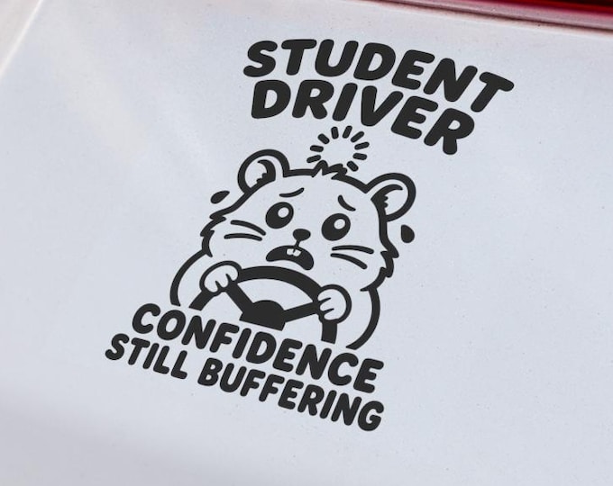 Student Driver Vinyl Decal, Hamster Learner Driver Car Sticker