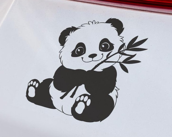 Panda Holding Bamboo Vinyl Decal - Laptop, Car, Water Bottle Sticker