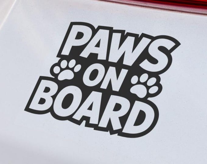 Paws On Board Dog Car Decal Vinyl Sticker Pet Safety Window Bumper