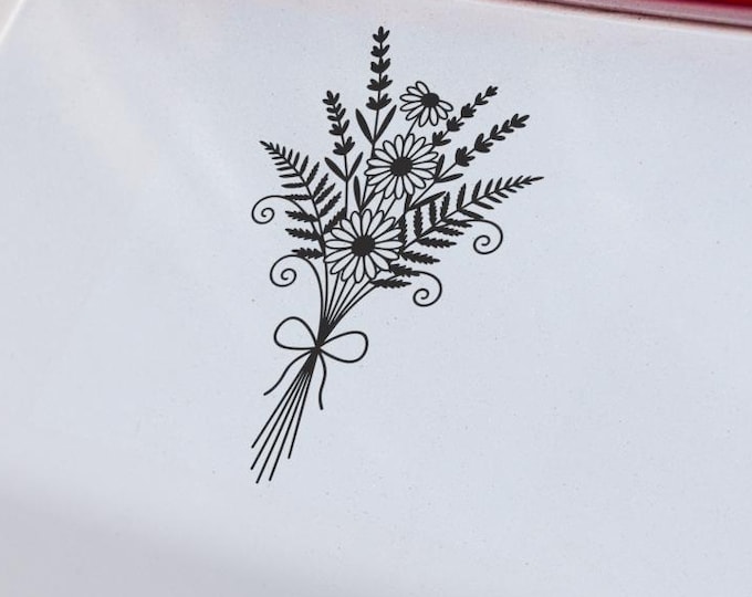 Wildflower Bouquet Vinyl Decal – Floral Line Art Sticker for Laptops, Bottles, Journals, Cars