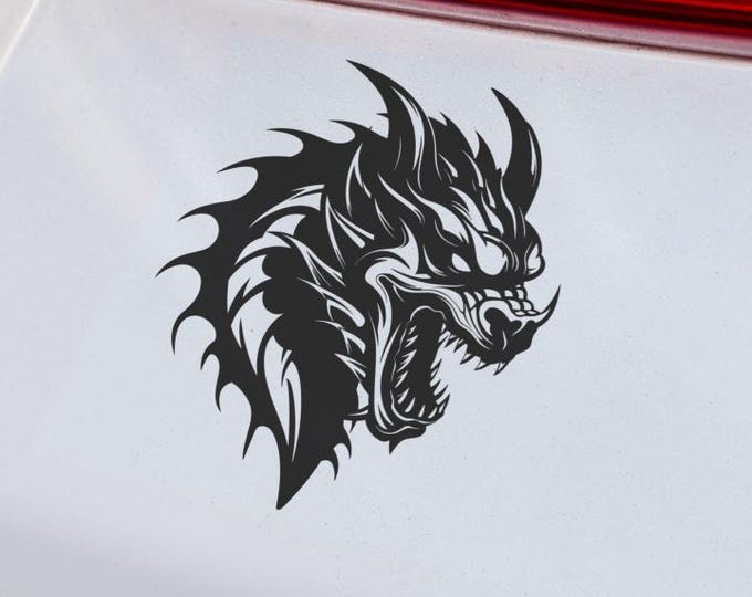 Dragon Head Vinyl Decal: Fantasy Beast Art Sticker for Car Laptop Window Decoration