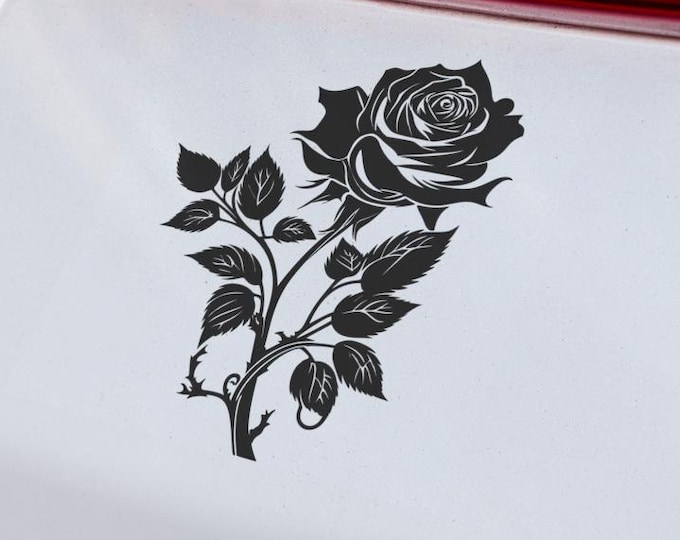 Rose Vinyl Decal Valentines Day Car Window Bumper Sticker Wall Art Gift Girlfriend Boyfriend