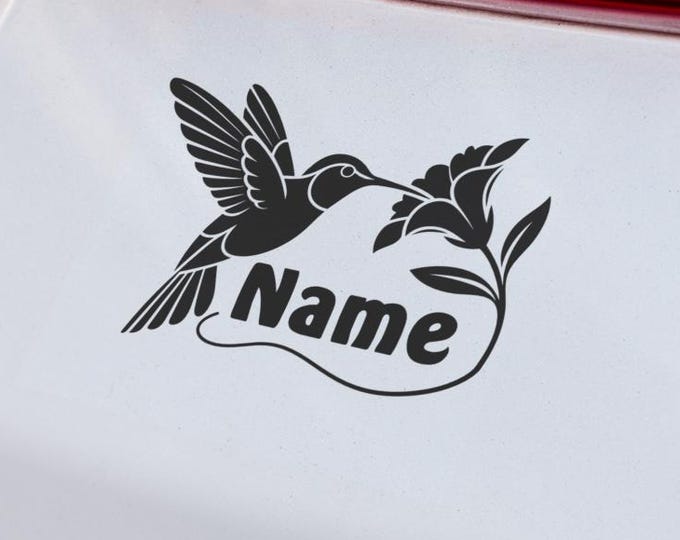 Personalized Hummingbird Vinyl Decal – Custom Name Bird Sticker for Cars and Laptops