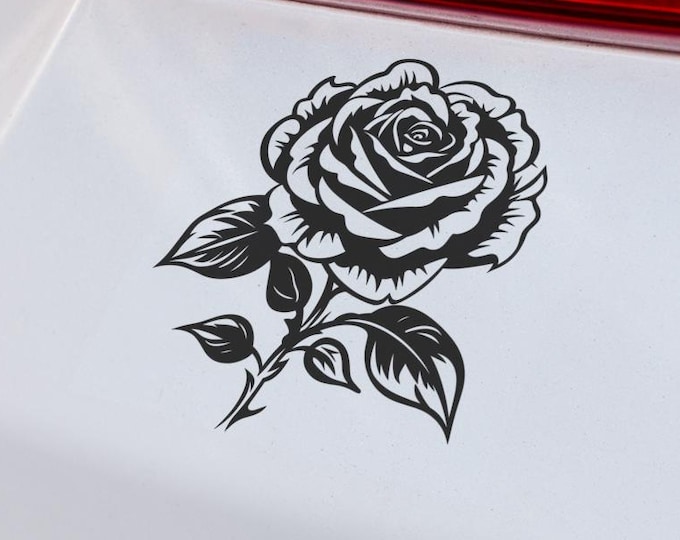 Custom Rose Vinyl Decal - Floral Sticker for Laptop Car Window Wall Home Decor Art