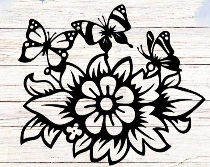 3 Butterfly with flower Vinyl Decal, car stickers decals, car accessories, wall art, wall decor, wall prints, wall stickers, wall art prints
