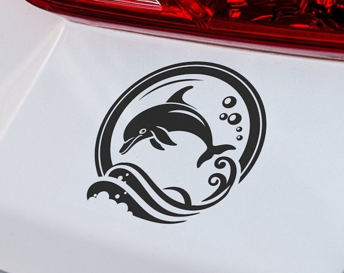 Dolphin Waves Vinyl Decal: Nautical Car, Laptop, Window Sticker