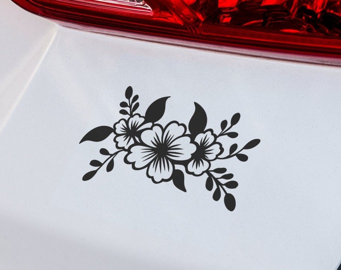 Floral Decal Vinyl, Car Sticker Blossom, Wall Adhesive Flowers, Mirror, Window Blossoms, Bumper Flower Design, Home Decor, Garden Theme