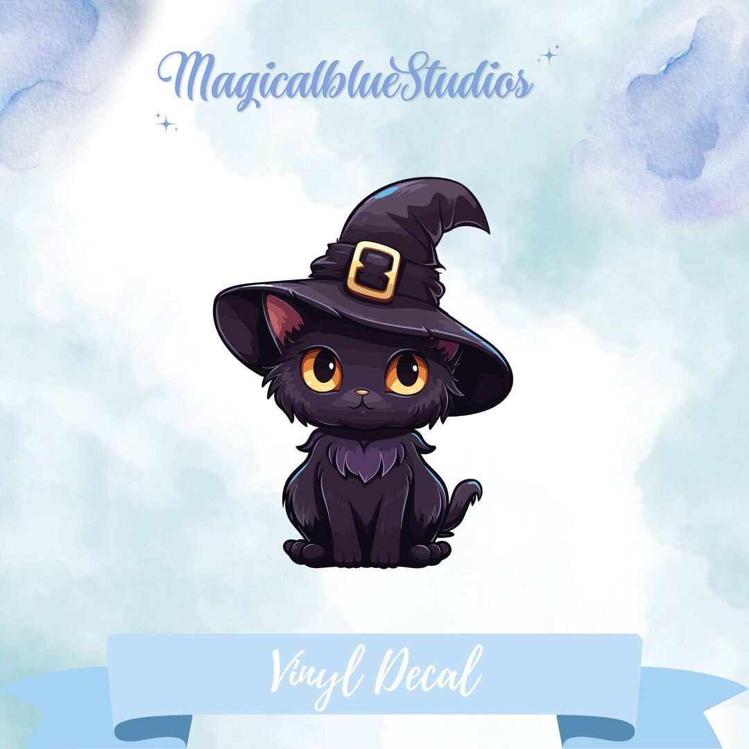 Black Witch Cat Vinyl Sticker: Goth Laptop Decal - Etsy