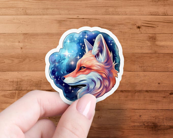 Cosmic Fox Sticker: Surreal Galaxy Decal - Waterproof Vinyl