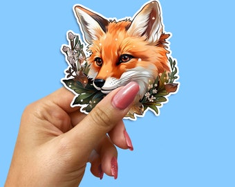 Adorable Fox Floral Sticker - Cute Fox & Blooms Decal - Woodland Animal Decor - Nature-Themed Stationery - Fox Art - Gift for Animal Lovers