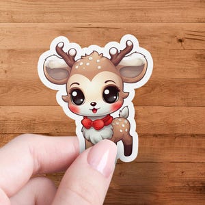 Cute Kawaii Deer Sticker, Adorable Animal Decal, Cartoon Reindeer Art, Cute Laptop Sticker, Fun Scrapbooking Sticker, Kids Gift