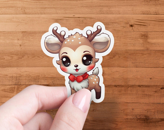 Kawaii Deer Sticker: Adorable Cartoon Reindeer Decal