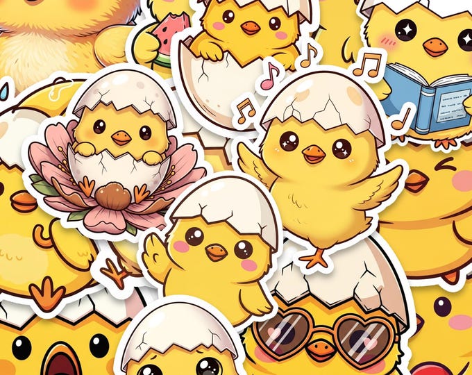Chick Sticker Pack Glossy Vinyl Kawaii Animal 15 Piece Set