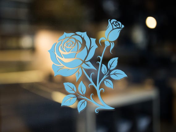 Rose Vinyl Window Decal Elegant Floral Glass Sticker for Laptop Mirror Car
