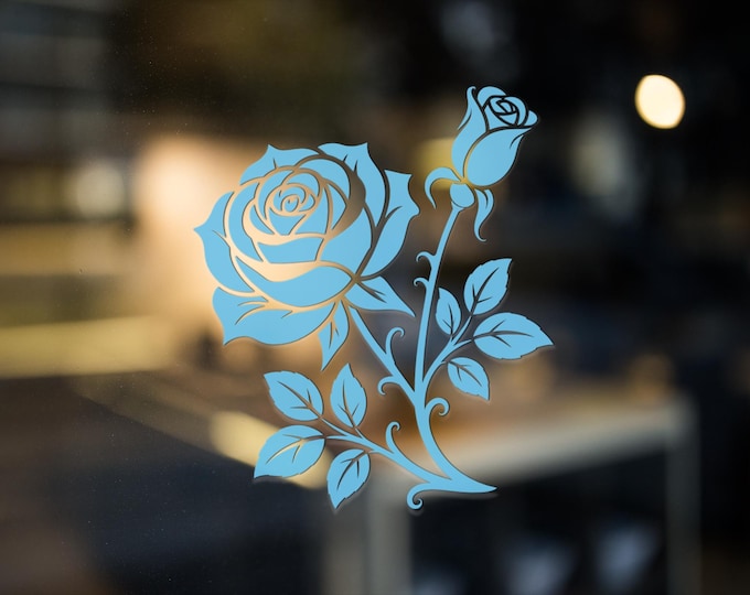 Rose Vinyl Window Decal Elegant Floral Glass Sticker for Laptop Mirror Car