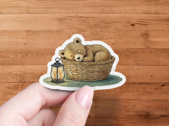 Sleeping Bear Sticker: Whimsical Nursery Art