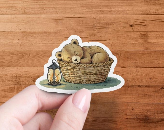 Sleeping Bear Sticker: Whimsical Nursery Art