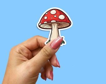 Cartoon Mushroom Sticker, Cute Fungi Decal for Laptop, Water Bottle, Scrapbooking and More. Unique Mushroom Gift, Vinyl for Nature Lovers