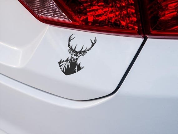 Deer Head Vinyl Decal Black Forest Buck Antler Sticker