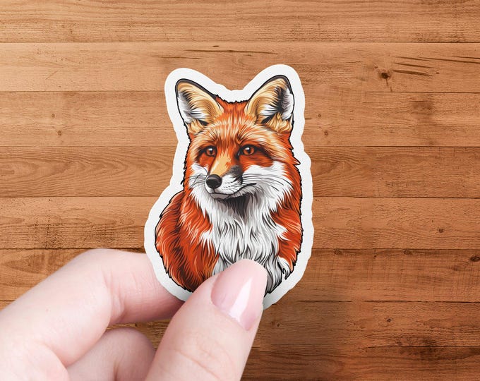 Fox Sticker, Die Cut Fox Sticker, Waterproof Fox Sticker, Laminated Fox Decal, Animal Sticker, Fox Illustration Sticker