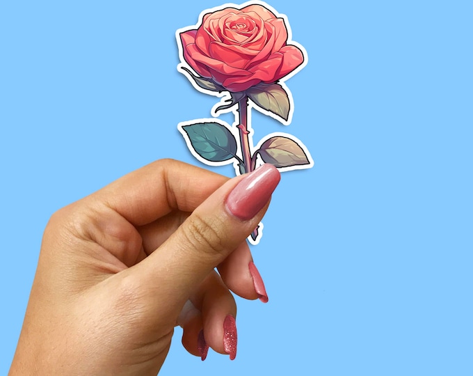 1 inch Elegant Pink Rose Sticker Pack, Waterproof Floral Decals, Botanical Laptop Stickers, Romantic Gift, Garden Planner Accessories