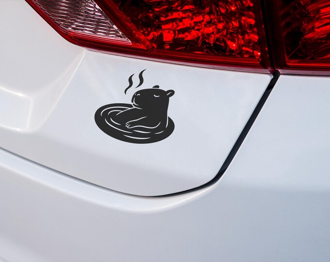 Cute Capybara Vinyl Decal Sticker for Laptop, Water Bottle, Car Window – Minimalist Animal Sticker, Waterproof Cottagecore Aesthetic
