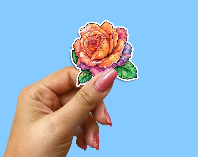 Elegant Watercolour Rose Sticker, Artistic Floral Decal, Perfect for Scrapbooking, Lovely Mother's Day Gift
