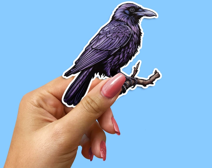 Gothic Deep Purple Raven Sticker: Edgy Dark Fantasy Decal