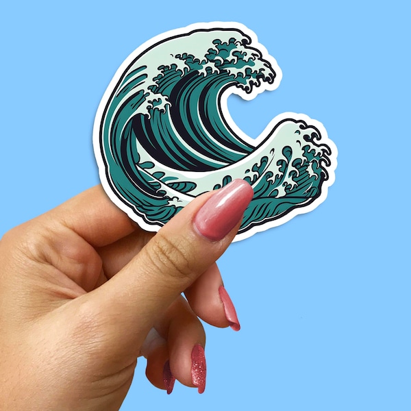 Beautiful Vinyl Decal Sticker with Mesmerizing Ocean Wave Design, Perfect for Car, Laptop, Water Bottle, or Wall, High-Quality Graphic Decal
