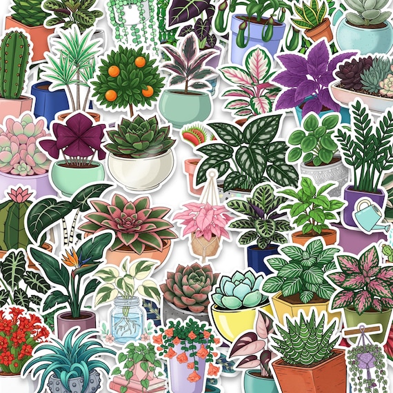 Mini Houseplant Sticker Pack – Waterproof Vinyl Plant Mom Gift