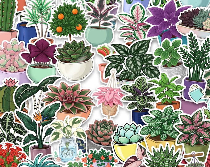 Mini Houseplant Sticker Pack – Waterproof Vinyl Plant Mom Gift