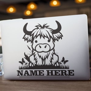 Cow Decal, Highland Cow Sticker, Customizable Animal Vinyl, Farmhouse Decor, Nursery Wall Art, Cute Cattle Graphic, Kids Room Decoration
